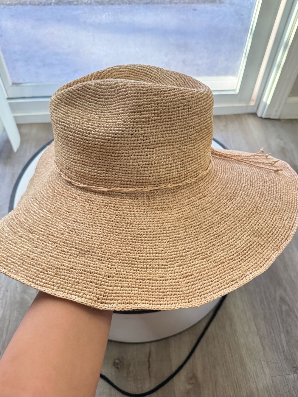 lack of color drift tan oversized wide brim fedora raffia straw sun hat size XL - Picture 5 of 7